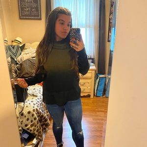 Ombré Green and Black Turtleneck Sweater